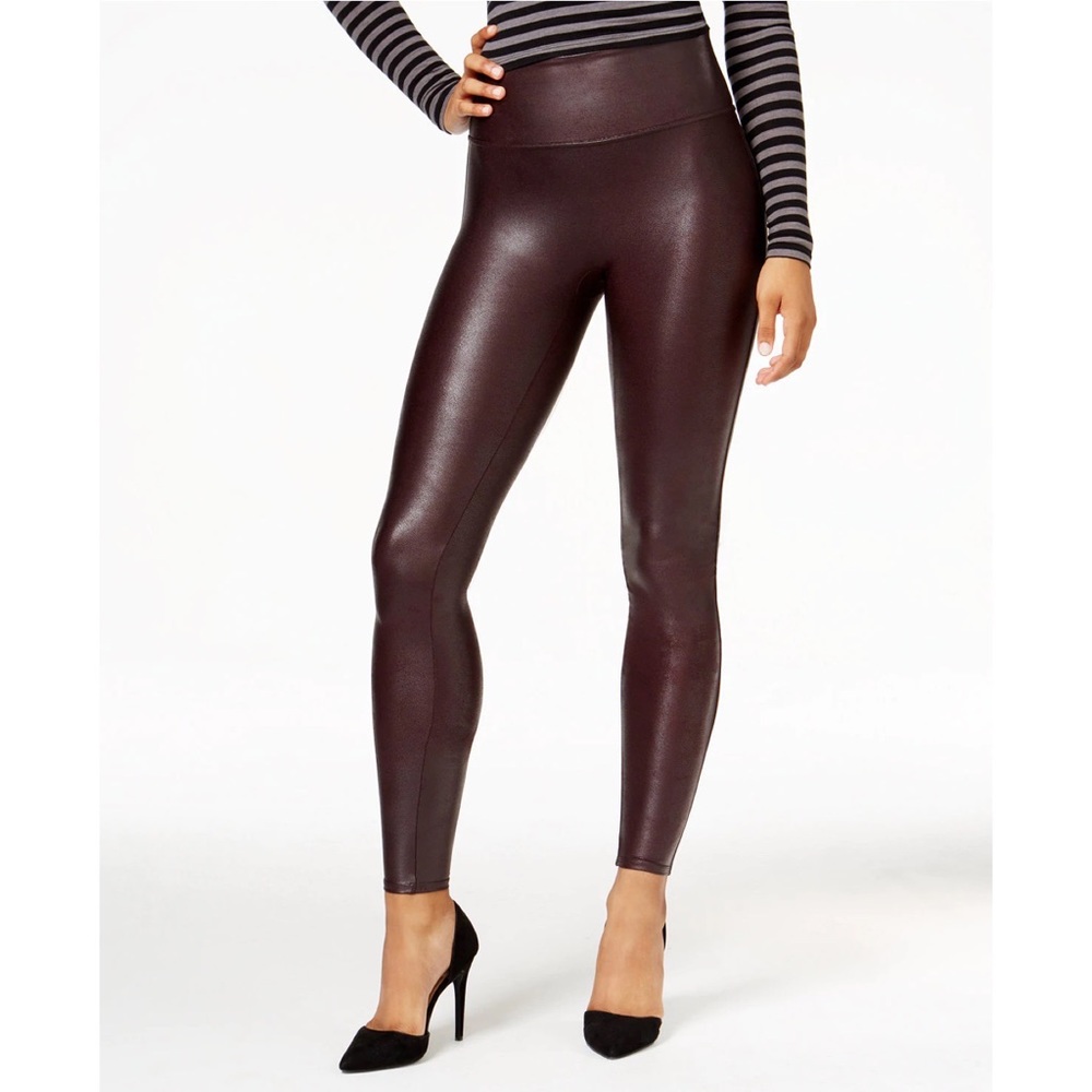 Spanx Faux Leather Leggings in Wine